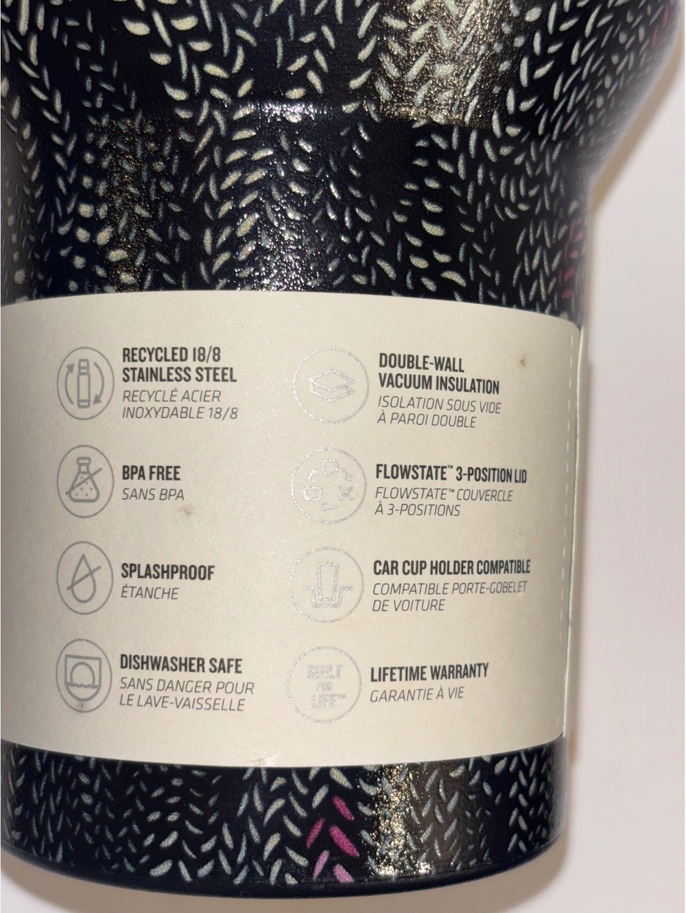 Stanley x CALIA 40oz Quencher H2.0 Tumbler Black Serpent Pink NWT Flaw - Picture 4 of 7